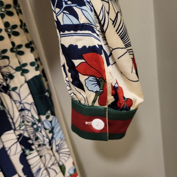 Dalia Macphee Tie Neck Printed Midi Dress Size Medium - Picture 8 of 16